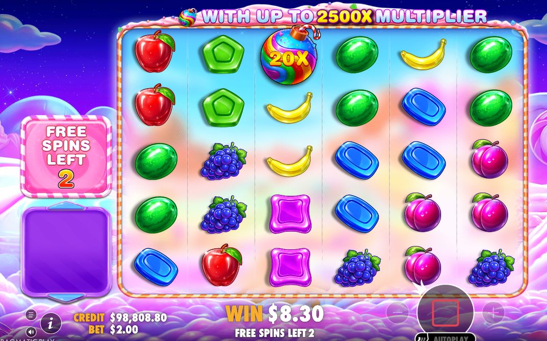 Free Spins med MULTIPLIER-bomber som samlar värde över Tumble-sekvenser
